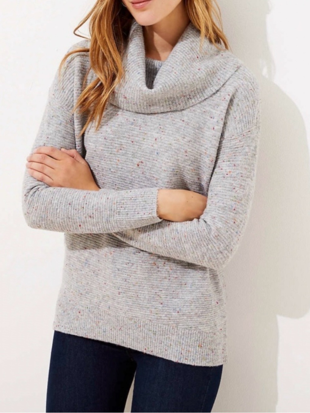 🧁LOFT Rainbow Confetti Turtleneck Sweater - Medium